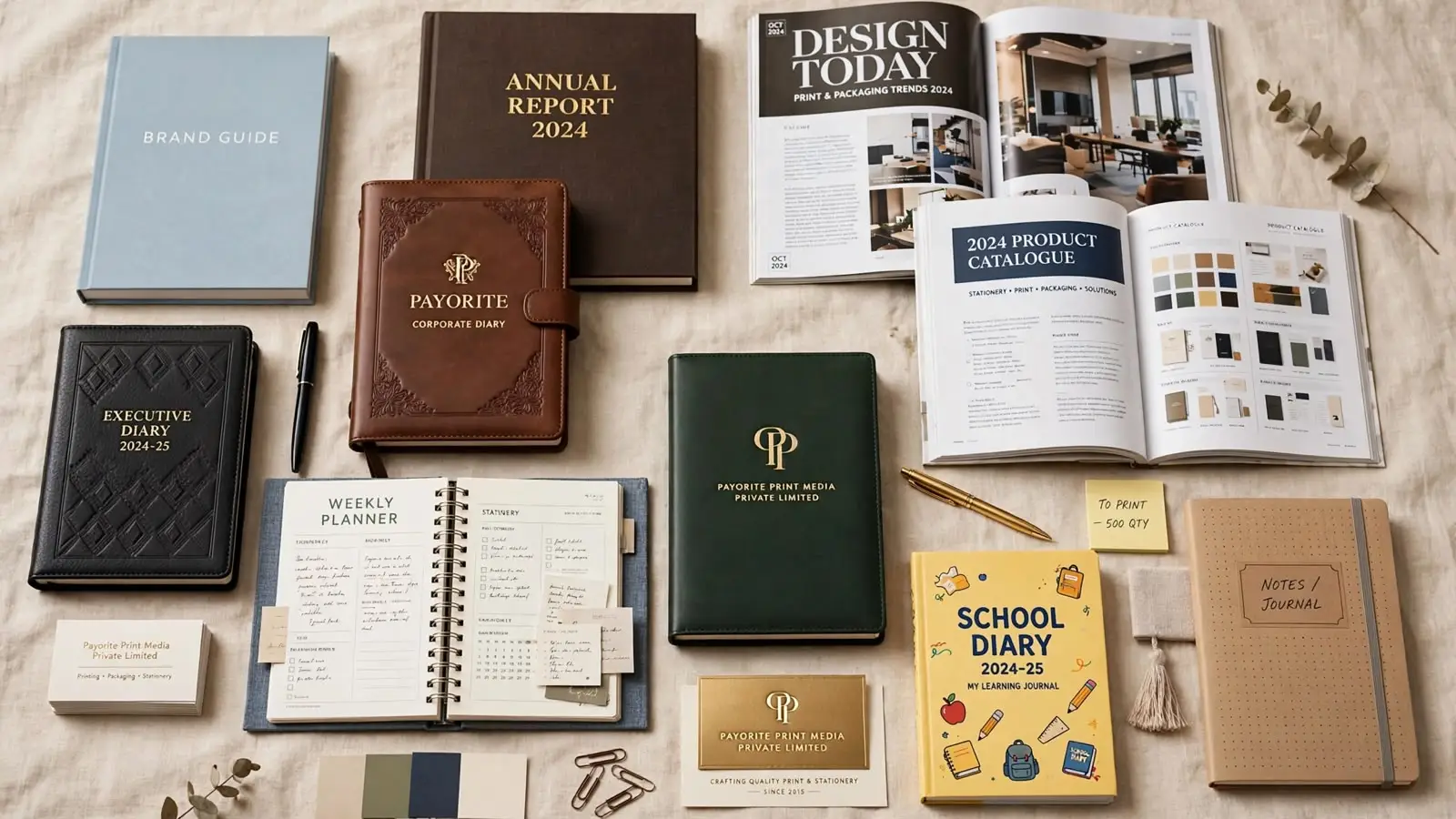 Corporate diaries, planners, books and catalogues printed by Payorite