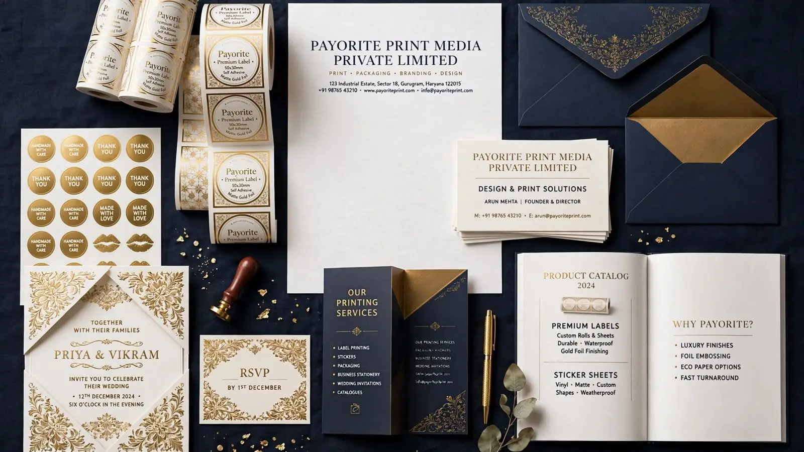 Brochures, catalogues, calendars, stationery, stickers and business cards printed by Payorite